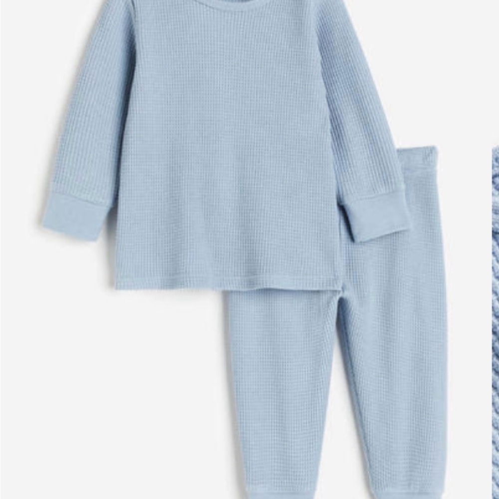 H&M Light Blue Waffled Cotton Set in Size 2T